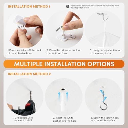 Twinkle Star Mosquito Net for Bed, Pop-Up Conical Canopy Net with Adhesive Hooks, Screw Hook and Travel Bag for Single Double Beds Indoor Outdoor Camping — view 5
