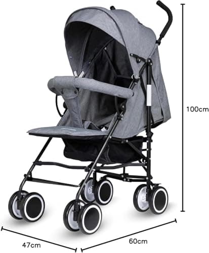 Lightweight Travel Strollers for Airplane, Compact Foldable Baby Stroller with Reclining Seat & 5 Point Harness, Portable Umbrella Stroller for Toddlers & Infants, Buggy (Grey) — view 2