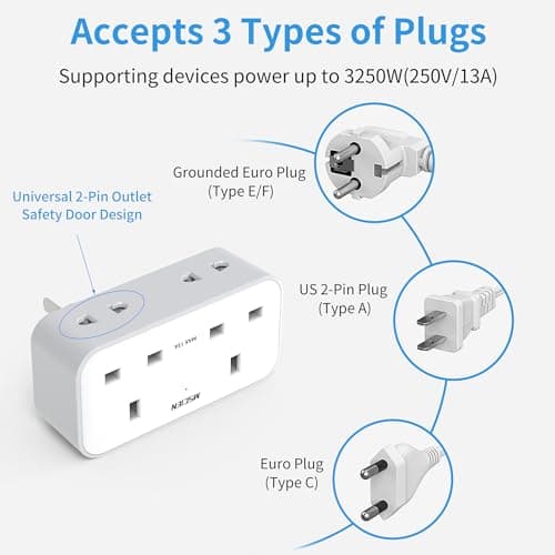 UK to Australia Plug Adapter With 3 USB, Grounded Australian China New Zealand Travel Plug Adaptor, Double Outlet UK with Dual 2 Pin Socket at The Bottom for AUS NZ Argentina Fiji (Type I) — view 5