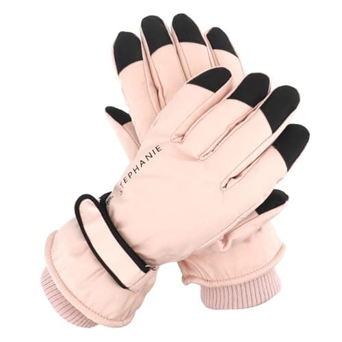 Ski Gloves Women Waterproof Winter Thermal Touchscreen, Snow Gloves Windproof Fleece Lined Snowboard Cycling Bike Use,Pink