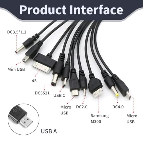 10 in 1 Charger Cable, Universal USB Charging Cable for iPhone, Samsung Galaxy, Huawei, OnePlus LG Android Devices, 20cm Fast Charging Cable with Multi Charger Connectors for Travel, Home, Office Use — view 3