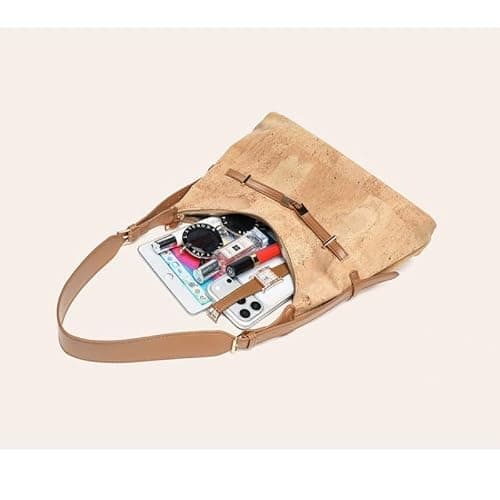 JZ Lightweight Cork Organizer Shoulder Bag For Women with Adjustable Strap - B — view 5