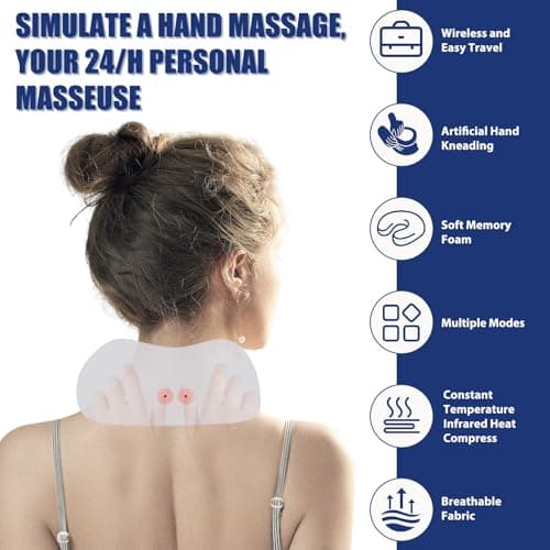 Neck Massager, Newly Upgraded Rechargeable U-Shaped Shoulder and Neck Relaxer with Drawstring Bag, 3D Deep Tissue Kneading, 3 Levels of Intensity and 3 Modes, Massage Cushion for Travel,Office,Drving — view 2