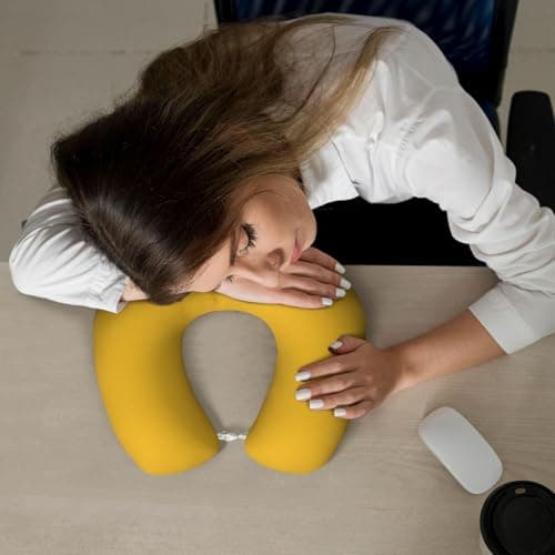 Solid Color Gold U-Shaped Pillow, Comfortable and Portable, Suitable for Office, Travel, Rest, and Relieve Neck Pressure — view 6