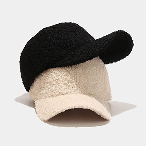 Avilego Winter Baseball Cap for Women Lamb Wool Solid Color Warm Baseball Cap for Outdoor Travel, Khaki, One Size — view 6