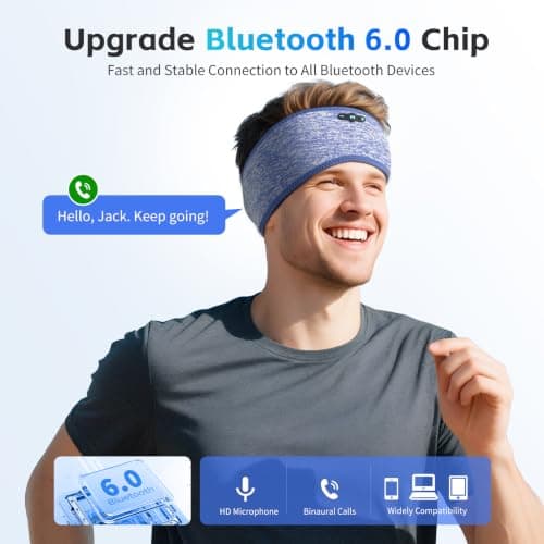 Veeniitosr Sleep Headphones Bluetooth 6.0 Headband for Sleepers (Sky Blue) — view 3