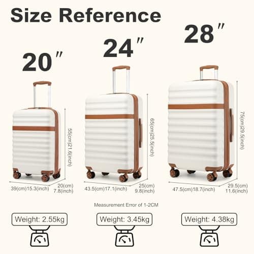 Kono 28 Inch Hard Shell Suitcase Large Expandable Luggage (Cream/Brown) — view 2