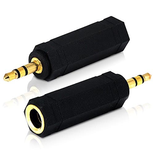 2Pcs 3.5mm Plug to 6.35mm Socket Stereo Audio Jack Adapter, Gold-Plated