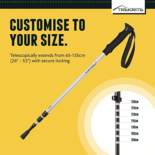 Trekrite Telescopic Walking Poles Set, Collapsible Hiking Poles, 3-Section Anti Shock Trekking Sticks for Men & Women - Adjustable Hiking Sticks with Accessories from a UK Based Company - Silver — view 5