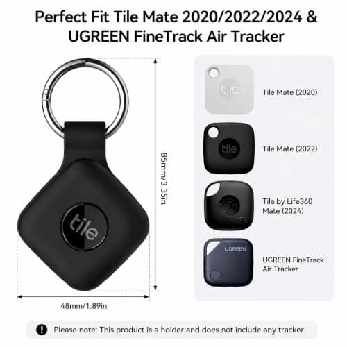 Silicone Carabiner Case for Tile Mate 2024/Ugreen Tracker,2 Pack,Black+Red — view 2
