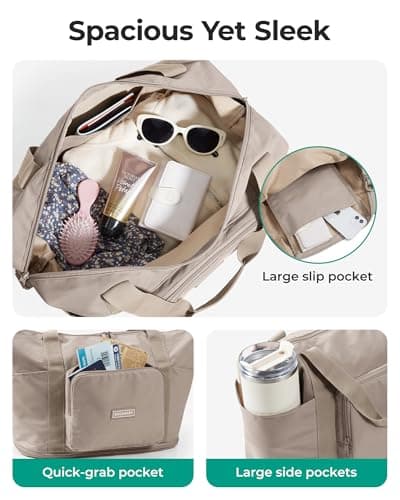 BAGSMART Foldable Travel Duffle Bag, 24L-37L Holdall for Weekend Overnight — view 4