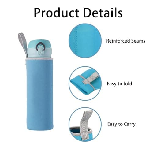Water Bottle Sleeve Neoprene Pouch for Outdoor Hiking Travel (550ml, Blue) — view 3