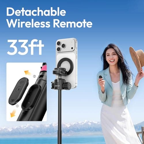 ULANZI MT-44M 2026 UPGRADED 59" Auto Open Magnetic Phone Tripod, Selfie Stick Bluetooth, Four-Leg Stand Dual Camera Set up, 360° Ball Head, 1/4" Thread Compatible with iPhone 17 16 15 14 13 12 DSLR — view 4