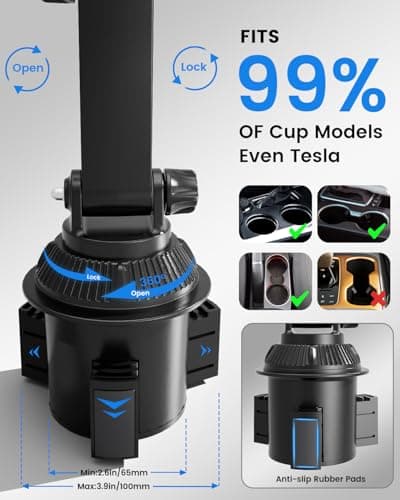 OHLPRO for MagSafe Car Charger Cup Holder Mount, 15W Fast Wireless Magnetic Charging Phone Holder for iPhone 17 16 15 14 13Series, Adjustable Car Mount with Large Cup Base, One-Hand Operation, Silver — view 5