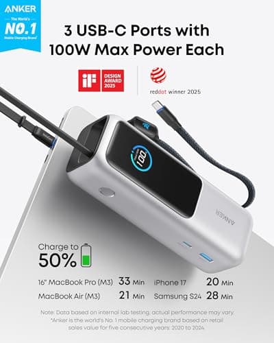 Anker Power Bank, 25,000mAh Travel Essential with 165W Total Output — view 2