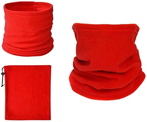 Golden Apple 3PCS Winter Neck Warmer Neck Gaiter Fleece Skiing Cycling Windproof Balaclava Scarf For Men Women (Red) — view 2
