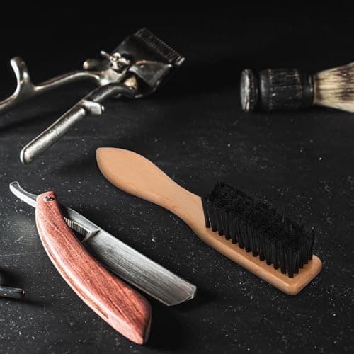 Mens Beard Brush with Wooden Handle, Bristle Grooming Brush, Khaki — view 5