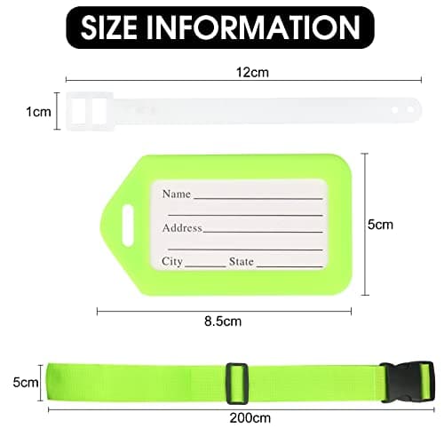 2PCS Luggage Straps and 2pcs Luggage Tags Adjustable Travel Luggage Belts Nylon Packaging Bag Buckle Belt Suitcase Straps for Suitcase, Bag, Boxes (Green) — view 2