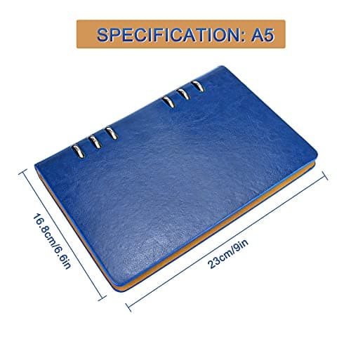 SIMDAO A5 Notebook, PU Leather Cover Notebook, 6 Holes Refillable Notebook, Hardcover Diary Notebook, Lined Notebook for Bussiness Travel Writing Office，100Pages/200Sheets — view 2