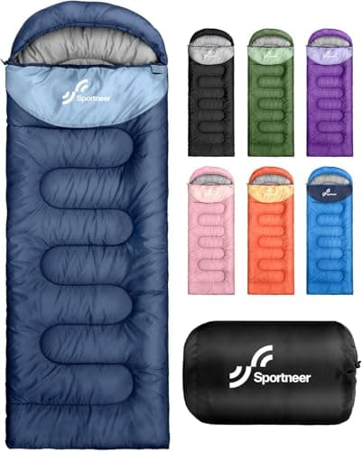 Sportneer Sleeping Bags for Adults - Kids Sleeping Bag 3-4 Season Lightweight Backpacking Sleeping Bag Cold Weather & Warm, Compact, Single Adult Girls Boys Camping Sleep Bag, 220×80cm, 2kg
