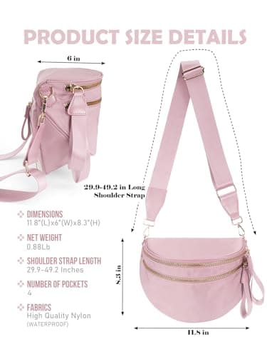 Pure Color Crossbody Bag Butt Bag for Women, Roomy Handbag Waist Pack Waist Pack Oversized Bum Bag, 11.0 Inches X 8.6 Inches X 4.5 Inches, casual — view 3
