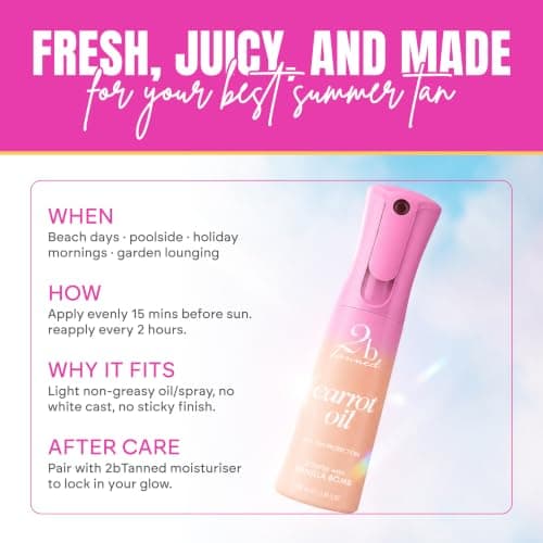 2bTanned Carrot Oil (100ml Travel Size), Dry Tanning Oil for Golden Glow, Easy To Apply Sun Tan Accelerator with Tyrosine Vitamins A & E, Lightweight Non Sticky Formula, Vanilla Bomb — view 5