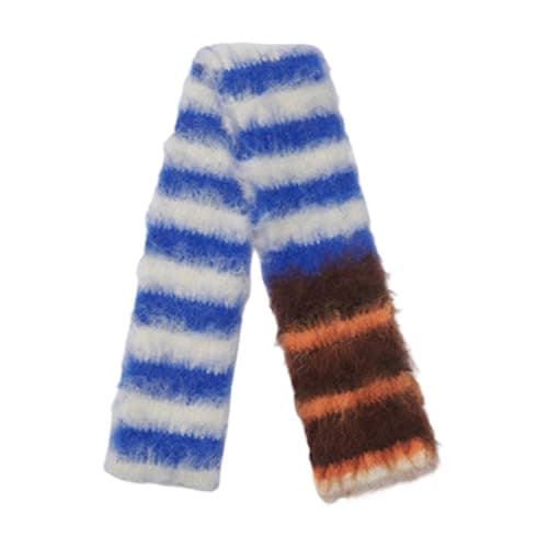 LAIOUSN Color Blocking Stripe Knit Scarf Soft Knitting Fabric Neckerchief Lightweight Unisex Winter Accessory for Family Travel Color Blocking Stripe Knitted Scarf