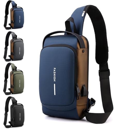 New Carbon Fiber Streamline Anti-Theft Sling Bag, Waterproof Password Anti-theft Chest Bag with USB Charging Port, Anti Theft Sling Bag for Hiking Cycling Running Travel (A)