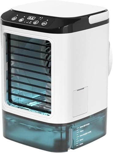 Air Cooler, Mini Portable Air Conditioner Fan,Noiseless Evaporative Air Humidifier,Air Con Unit,3 in1 Desk Air Cooler 3 Wind Speeds,Cooling Mist,7 LED Lights Desk Cooler for Home Travel Office