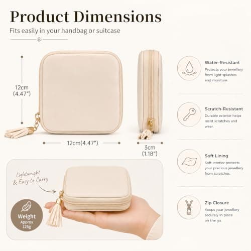 Travel Jewellery Box,Travel Jewelry Organizer,Travel Bag for Toiletries,Jewelry Case with Detachable Compartments,Pouch for Traveling, Travel Bag for Necklaces,Earrings and Rings,Mothers Day Gift — view 2