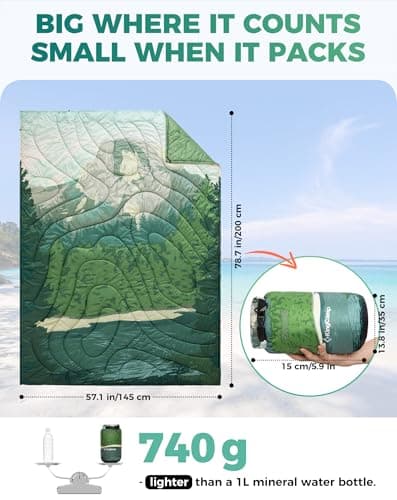 KingCamp Camping Blanket, Lightweight Warm Multifunctional, Verdant Hills — view 5