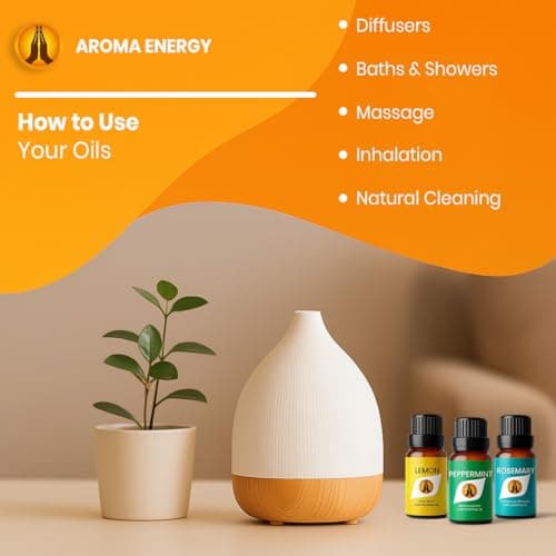 Insect Repellent Essential Oil Set | Peppermint, Citronella, Lemongrass, Tea Tree, Lemon 5 x 10ml | for Diffusers for Home, Aromatherapy, Gift for Him/Her, Candle Making, Soaps, Wax Melts, Sprays — view 3