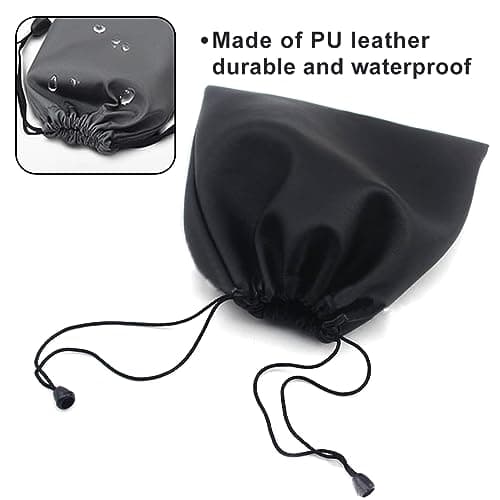NHBETYS PU Leather Headphone Storage Bag, Waterproof Headphone Protection Pouch with Drawstring for Carrying Storing(Size:2 pcs) — view 4