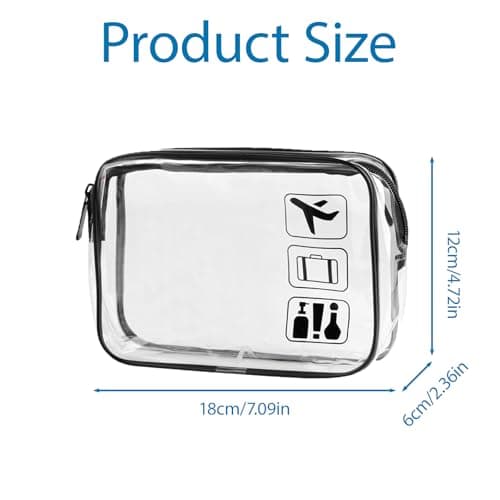 2 Pcs Clear Travel Toiletry Bags, TSA Approved Waterproof PVC Bag, 18×12×6cm Portable Cosmetic Wash Bag for Women & Men — view 2