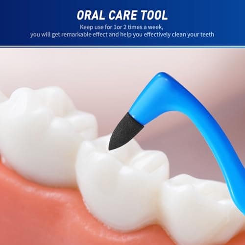 Annhua Tooth Stain Eraser and Remover Tool, 2 PCS Manual Surface Stain Cleaner for Teeth with Non-Slip Handle, Personal Oral Care Kit for Home and Travel - Blue and White — view 3