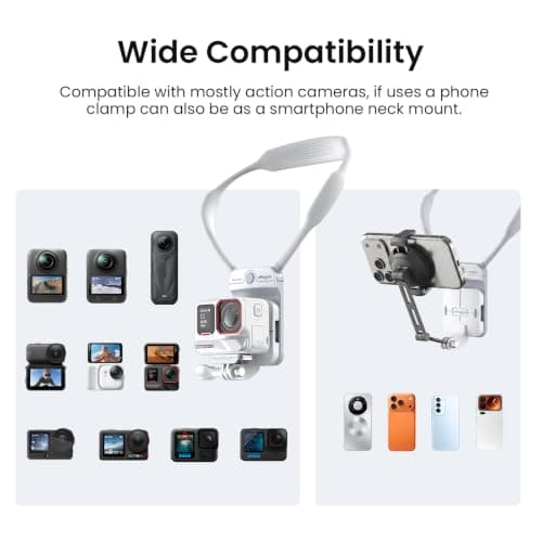 aMagisn Magnetic Chest Mount for Action Camera,Hand-Free POV Neck Mount for GoPro Hero 13/12,DJI Osmo Action 6/5Pro /4, Insta360 X6/X5/Ace Pro 2,Action Camera Accessories for Vlog,Sports Travel-White — view 6