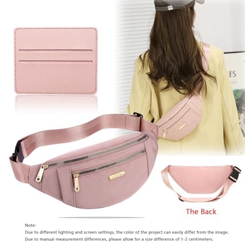 BAIYSFFG Fanny Pack Fashionable Waist Bag Unisex Fashion Waist Bag Casual Travel Bum Bag with 3 Zipper Pockets for Women Men Sports Running Hiking Jogging (Pink) — view 4