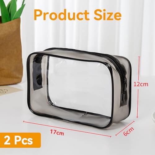 2 Pcs Double-Sided See-Through Travel Toiletry Bags, Waterproof PVC Plastic — view 2