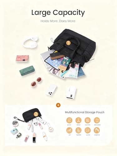 LOVEVOOK Tote Bags for Women, Puffer Work Tote Bag with Zip Laptop Bag — view 4