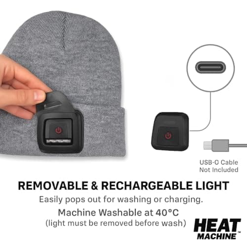 Heat Machine Mens Ladies USB-C Rechargeable LED Beanie – Warm Winter Knit Hat for Walking, Running, Cycling, Camping & Outdoor Work – Camping Flashlight (Lavender, S-M) — view 4