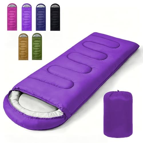 Sleeping Bags for Adults & Kids Sleeping Bag for 3-4 Season, Adult Blanket, Ultralight Carry Bag, Lightweight Compact, Soft for Outdoor Camping, Travel, Hiking (Purple Plush Comfort 0-18°C)