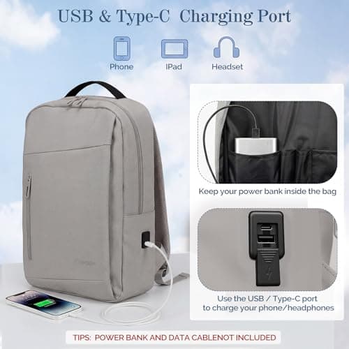 Tavoxda Travel Laptop Backpack, 40x30x20 Underseat Cabin Backpack, Grey — view 2