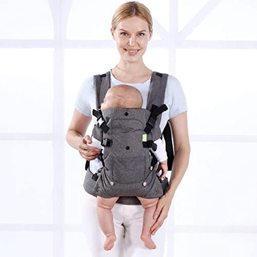 Baby Carrier, Baby Carriers from Newborn,Baby Toddler Carriers Accessories Cozy Baby Holder Carrier,Adjustable Babies Wrap Front Back Support for Infants 7-45lbs Girl and Boy-Grey — view 5