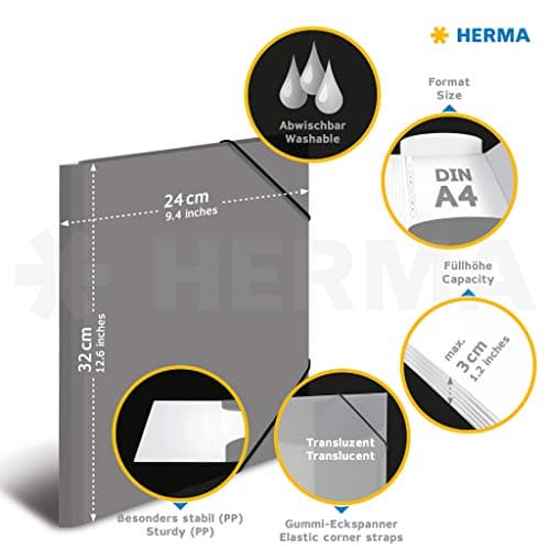 HERMA Elastic Folder Translucent in Purple, A4, Sturdy Plastic, with 3 Inner Flaps, 1 Span Folder — view 6