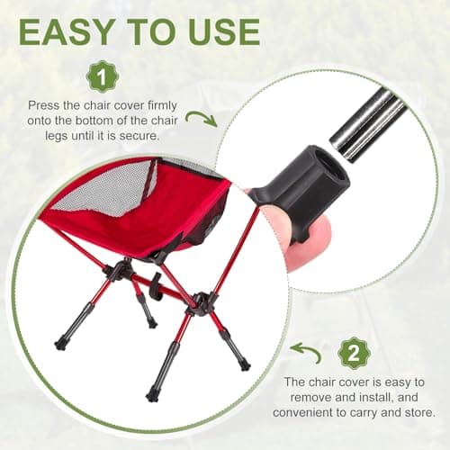 sourcing map 4Pcs Camping Chair Foot Covers, 0.51 Inch Plastic Table Legs Feet Cover Furniture Floor Protector for Outdoor Moon Chair Folding Furniture Camping Gear, Black — view 4