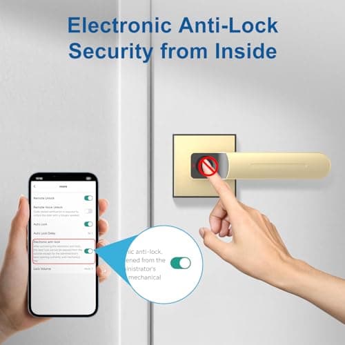 Gavdhe Fingerprint Door Lock & Biometric Door Knob with App – 3-in-1 Keyless Entry Smart Door Lock with Auto-Lock & Interior Lockable, Secure Your Home, Office, Bedroom & Apartment Gold — view 5