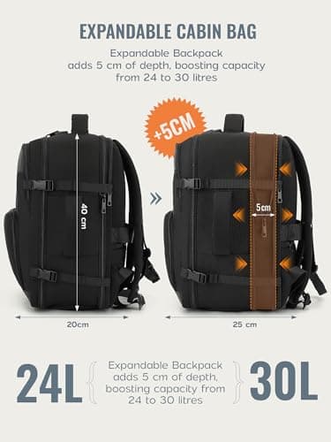 Telura for Ryanair Cabin Bags 40x30x20, Expandable Travel Backpack — view 3
