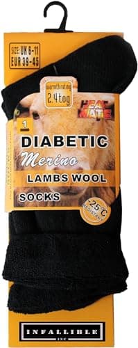 ITRAT® Men's Diabetic Merino Wool Thermal Heated Extra Warm Socks 2.4TOG (-25°C resistant) - Hiking, Walking, Thermal, Athletic, Outdoor Winter Socks (One Pair)