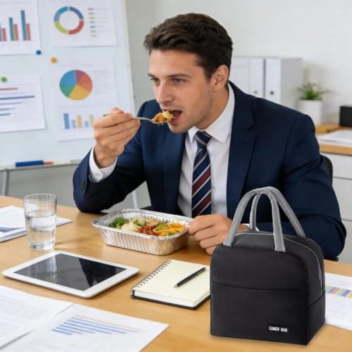 STELFORGE Insulated Lunch Bag for Men Women Kids Cool Bag- Reusable Thermal Food Bag with Leak-Proof Liner, Cooler Tote for Work, School, Picnic & Travel (Black) — view 6
