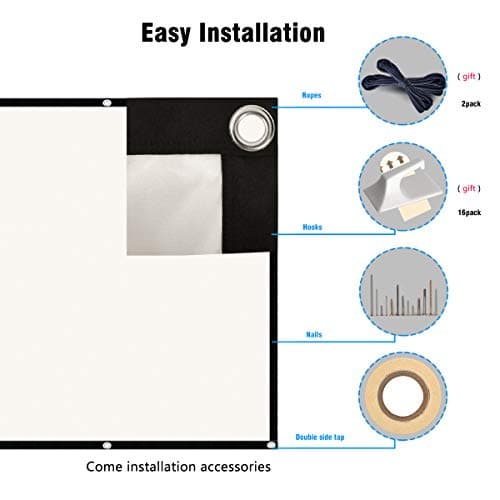 Mebios 120 Inch Projection Screen, Portable HD 4K Screen for School Home Theatre Cinema, Matte White Widescreen, Wall Mount, 271cm(W) X 155cm(H), Canvas, 160deg Viewing Angle — view 6